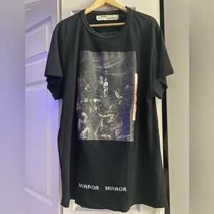 Off-White Black Graphic Tee with Artistic Print